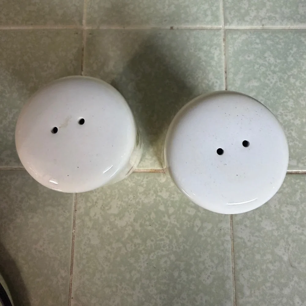 Target Home 2004 White Ceramic Salt and Pepper Shakers Green Leaves Red Berries